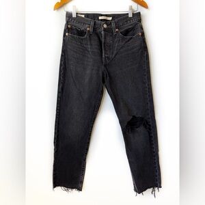 Levi’s Wedgie Straight Jeans Black Distressed 27